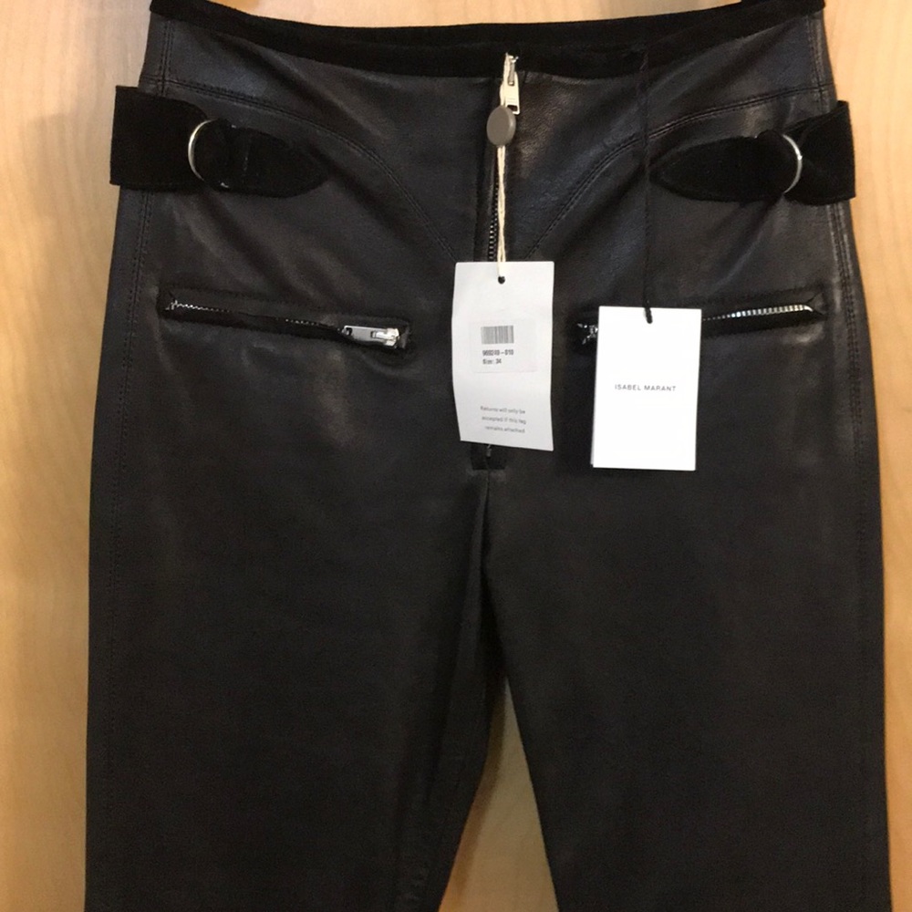 Isabel Marant Leather Moto Pants w/ Suede Detail
